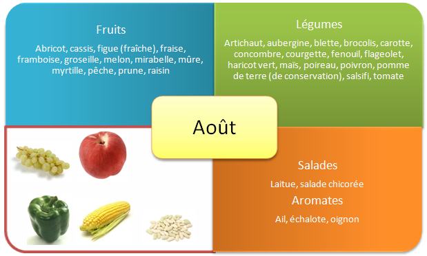 Fruits et legumes d'été - Aout