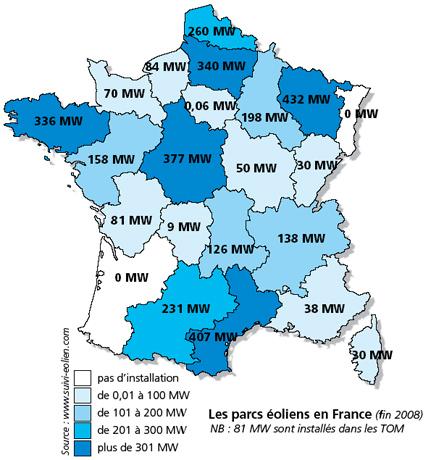 L'activité éolienne en France