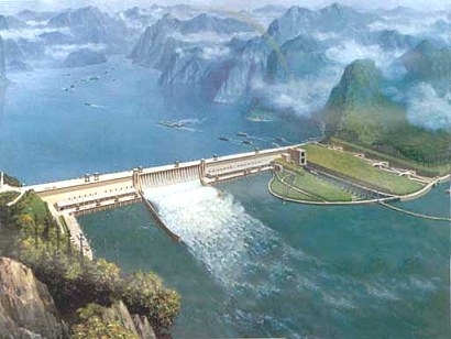 Barrage hydroélectrique sur le Yang-Tse-Kiang (Chine)