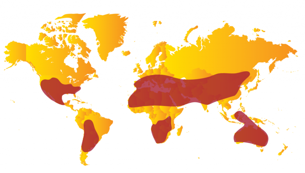 zones les plus favorables à l’utilisation de l’énergie solaire à concentration (thermodynamique et photovoltaïque)