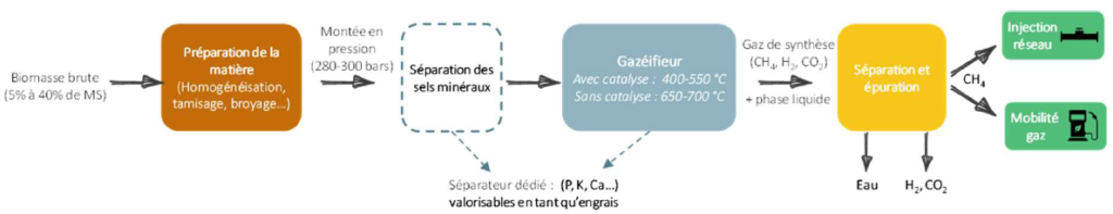 Processus de gazéification hydrothermale